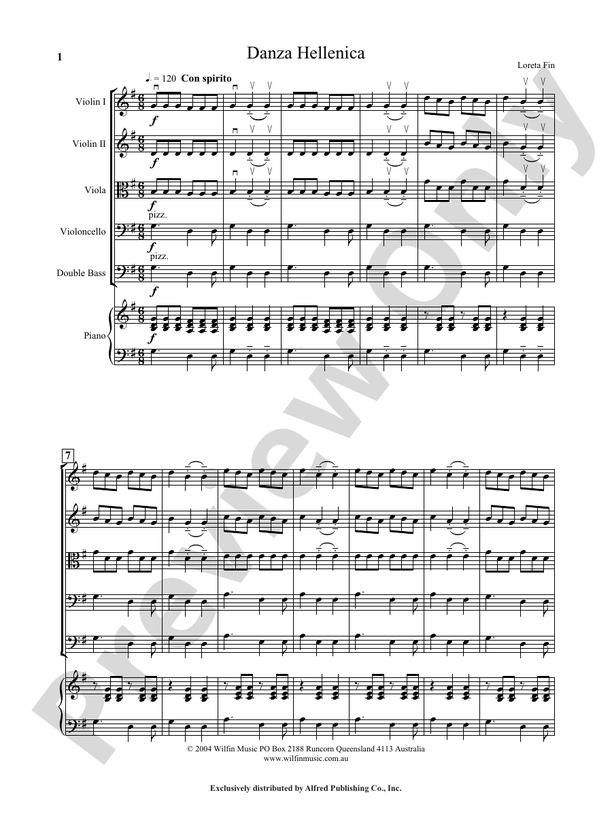 Danza Hellenica - Loreta Fin – String Orchestra Conductor Score & Parts (Digital Download)