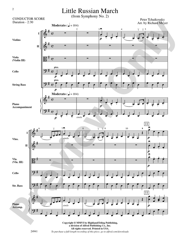 Little Russian March (from Symphony No. 2) – String Orchestra Conductor Score & Parts (Digital Download)