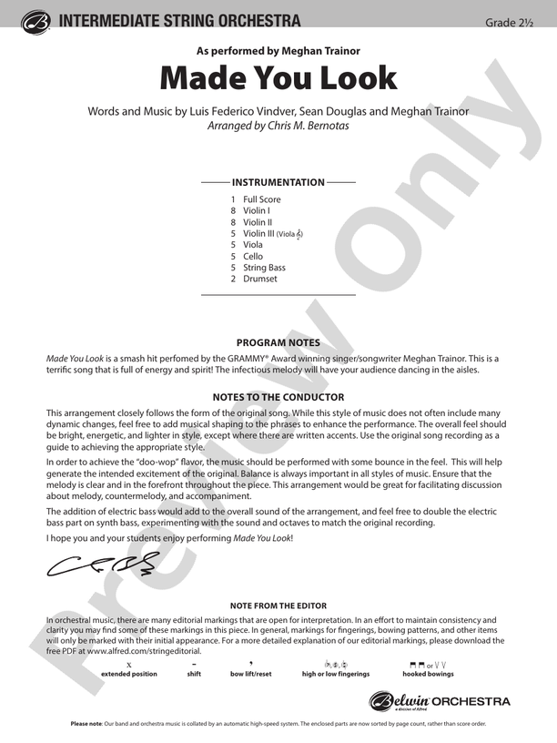 Made You Look - String Orchestra Conductor Score & Parts (Digital Download)