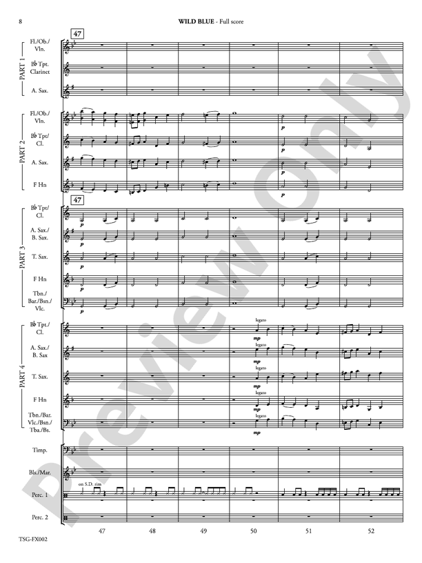 Wild Blue (Flexible Arrangement) - Concert Band Conductor Score & Parts (Digital Download)