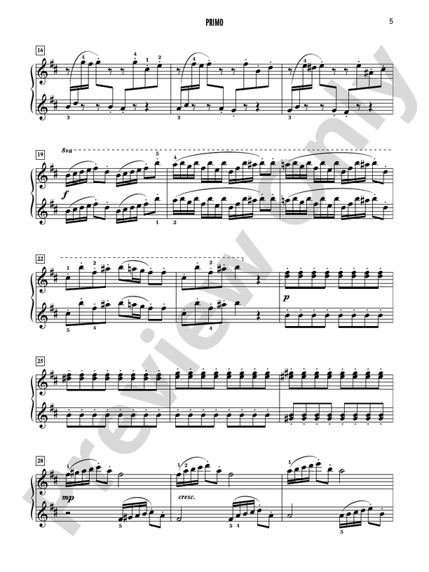Celebrated Piano Duets, Book 5: Five Diverse Duets for Intermediate to Late Intermediate Pianists - 1 Piano, 4 Hands (Digital Download)