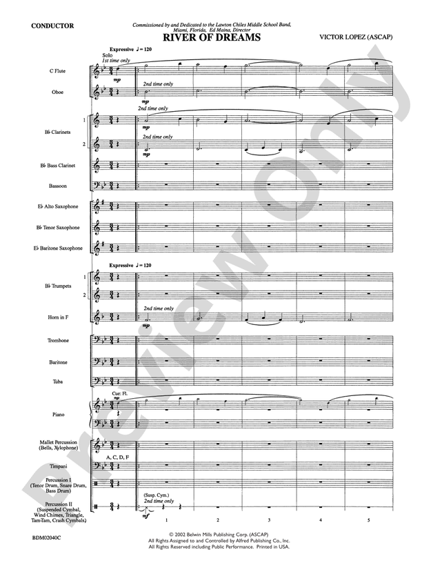 River of Dreams - Concert Band Conductor Score & Parts (Digital Download)
