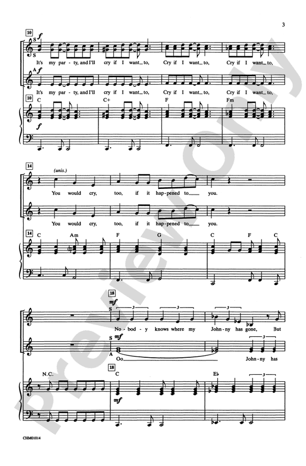 It's My Party – SSA Choral Octavo (Digital Download)