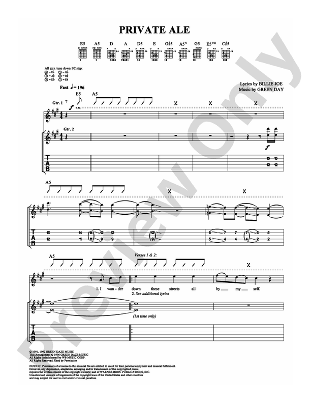 Private Ale - Guitar TAB (Digital Download)