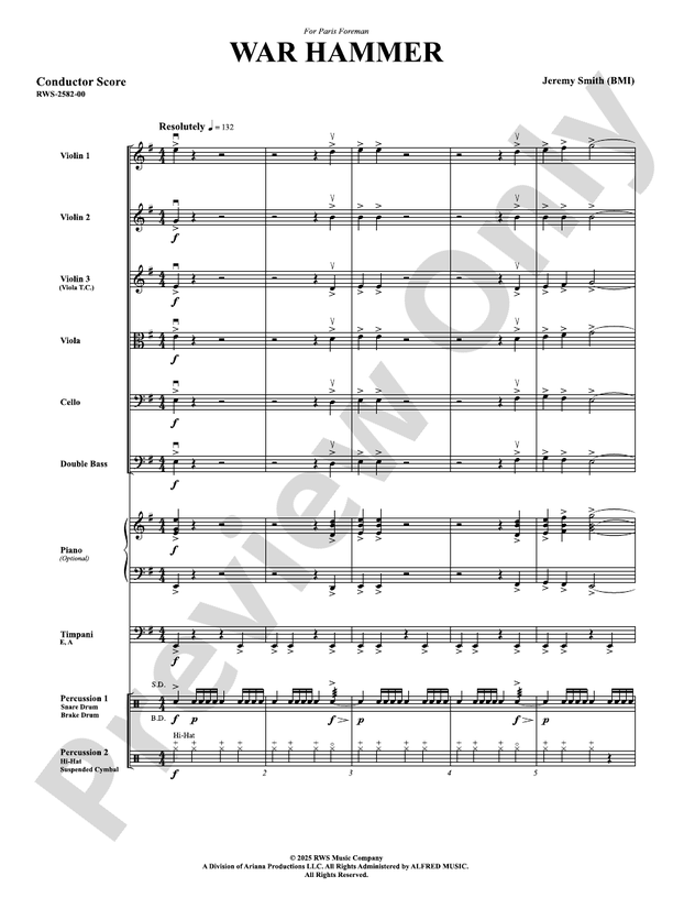 War Hammer - String Orchestra Conductor Score & Parts (Digital Download)