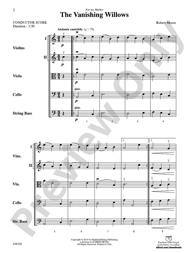 The Vanishing Willows – String Orchestra Conductor Score & Parts (Digital Download)