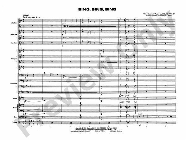 Sing, Sing, Sing (Grade 3) - Jazz Ensemble Conductor Score & Parts (Digital Download)