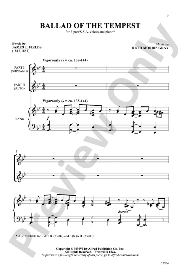Ballad of the Tempest – 2-Part/SSA Choral Octavo (Digital Download)