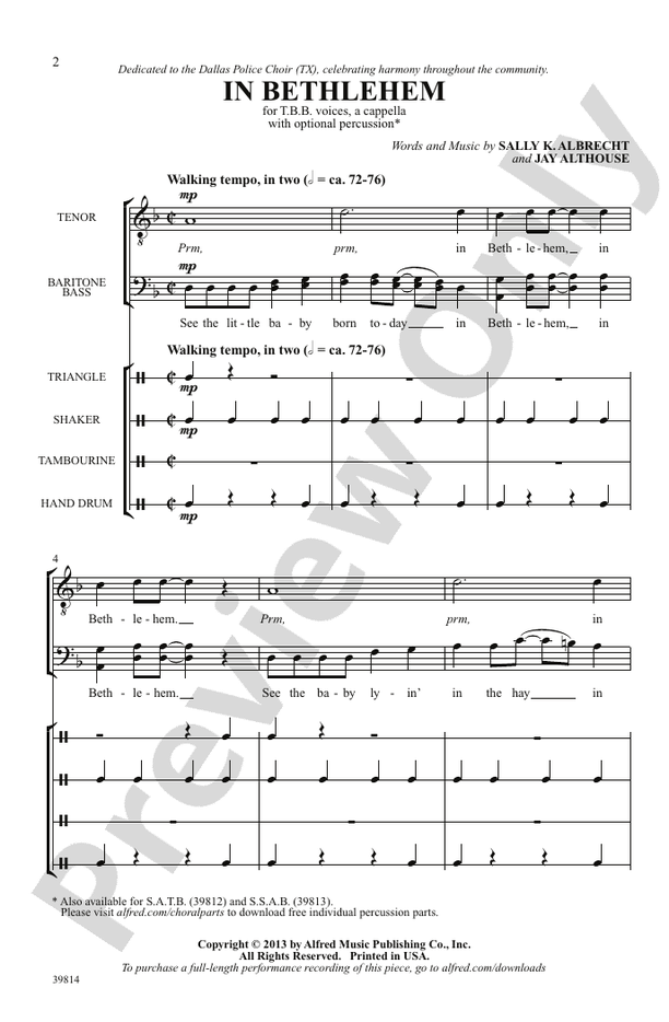 In Bethlehem – TBB, a cappella Choral Octavo (Digital Download)