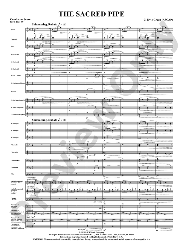 The Sacred Pipe - Concert Band Conductor Score & Parts (Digital Download)