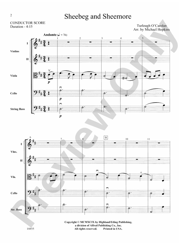 Sheebeg and Sheemore – String Orchestra Conductor Score & Parts (Digital Download)