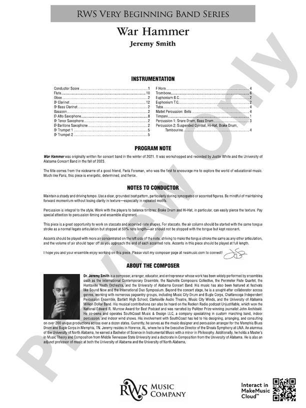 War Hammer - Concert Band Conductor Score & Parts(Digital Download)