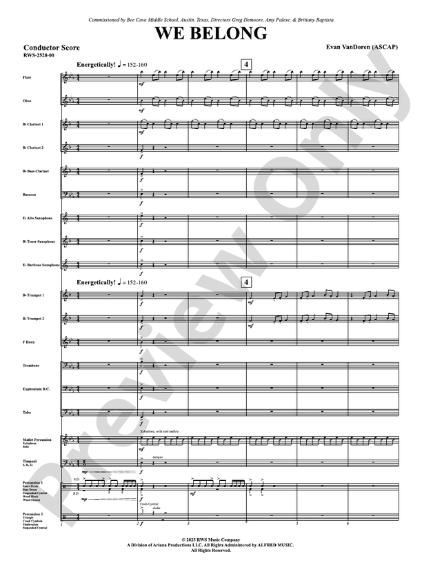 We Belong - Concert Band Conductor Score & Parts(Digital Download)