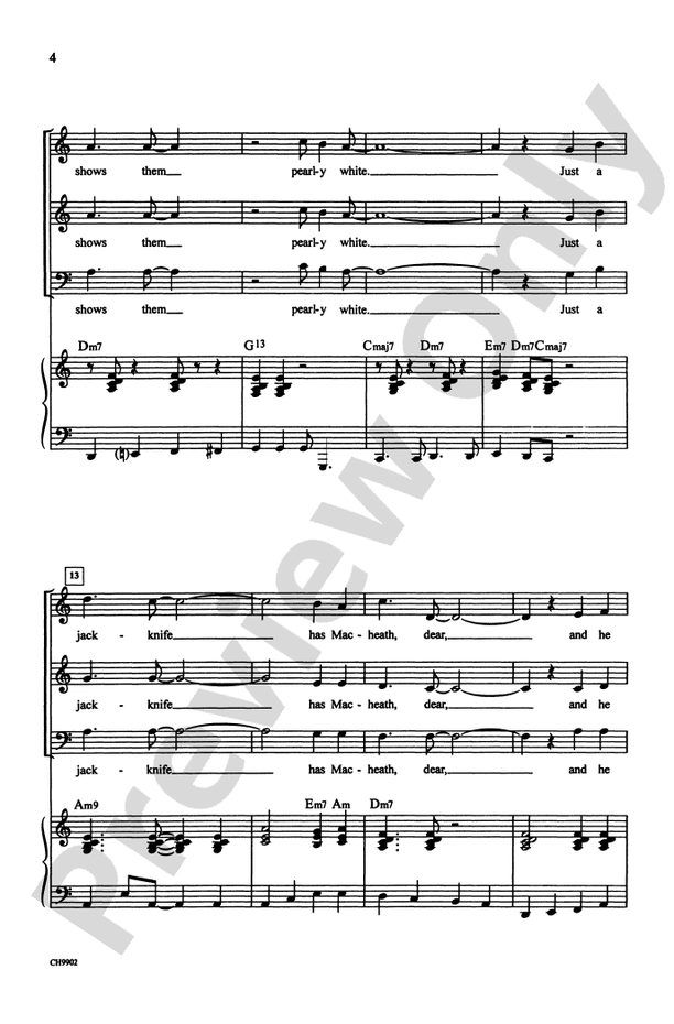Mack the Knife - Arr. Russell L. Robinson – SAB Choral Octavo (Digital Download)