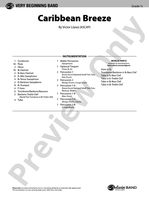 Caribbean Breeze - Concert Band Conductor Score & Parts (Digital Download)