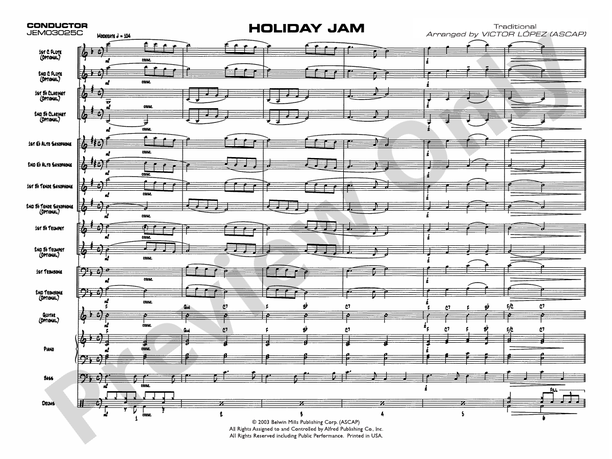 Holiday Jam - Jazz Ensemble Conductor Score & Parts (Digital Download)