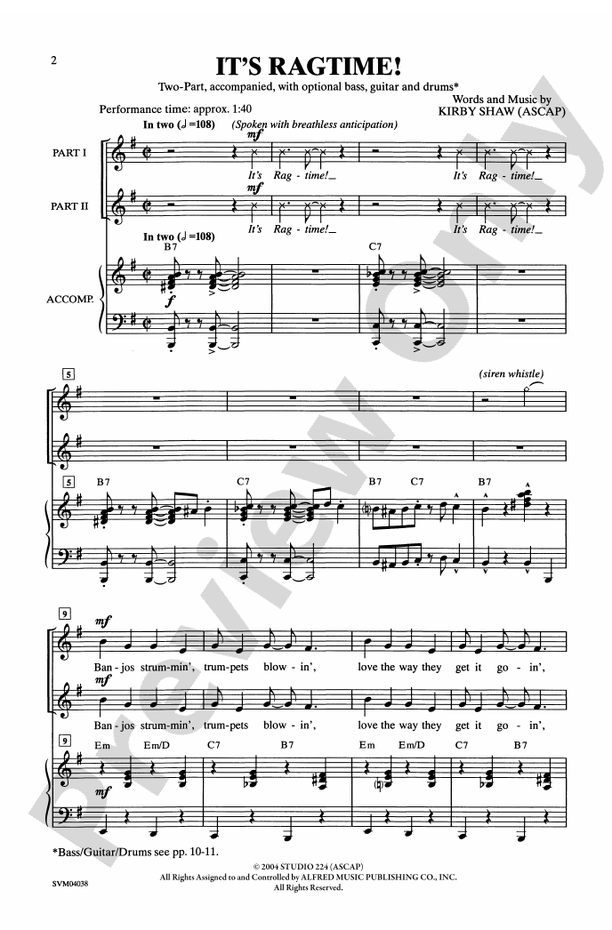 It's Ragtime! – 2-Part Choral Octavo (Digital Download)