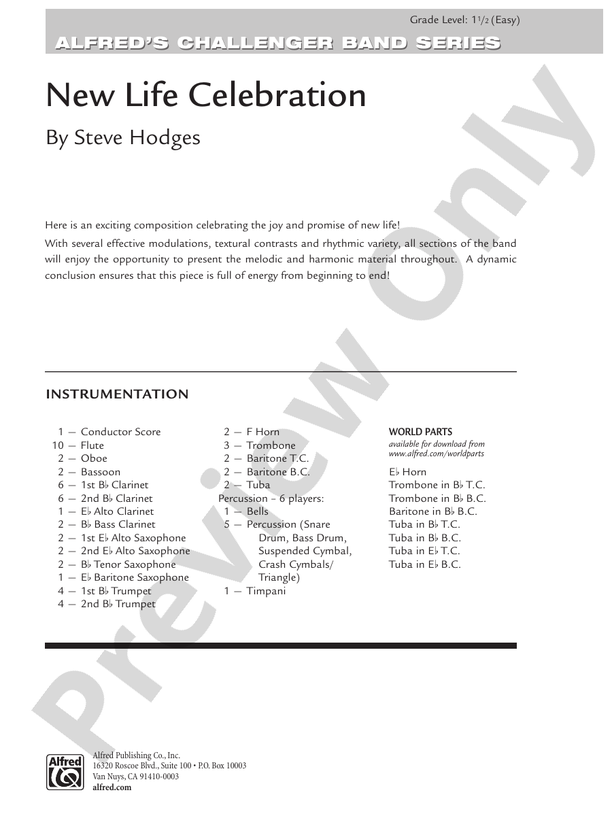 New Life Celebration - Concert Band Conductor Score & Parts (Digital Download)