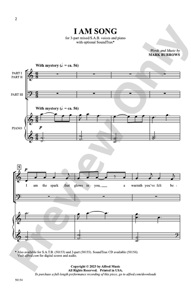 I Am Song - 3 Part Mixed/SAB Choral Octavo (Digital Download)