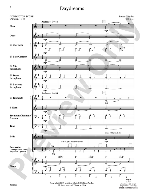 Daydreams - Concert Band Conductor Score & Parts (Digital Download)