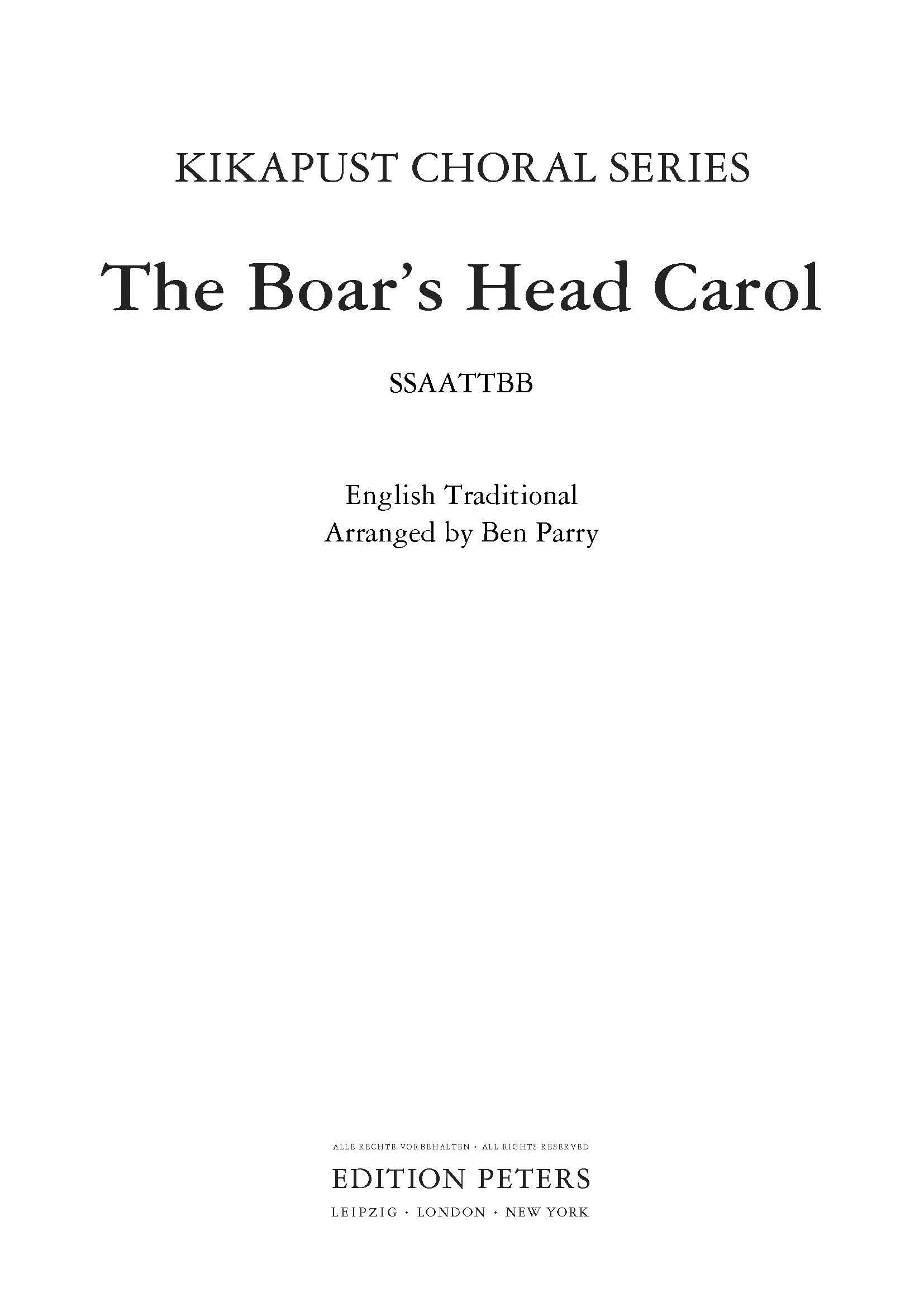 The Boar's Head Carol - SATB Choral Octavo (Digital Download)