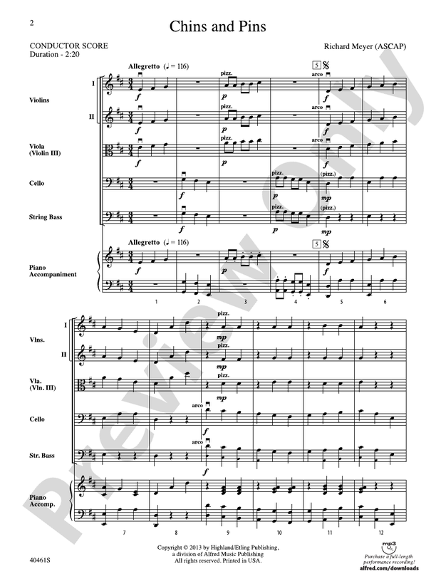 Chins and Pins – String Orchestra Conductor Score & Parts (Digital Download)