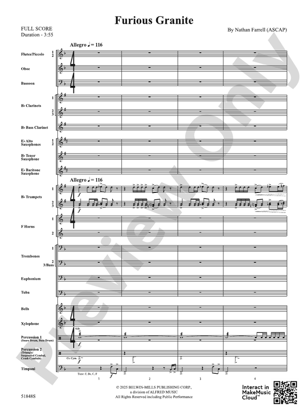 Furious Granite - Concert Band Conductor Score & Parts(Digital Download)