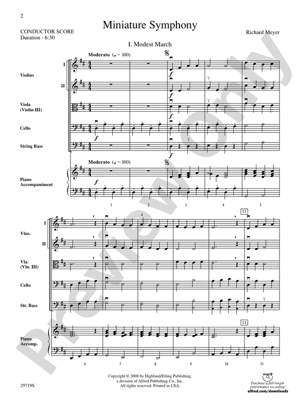 Miniature Symphony – String Orchestra Conductor Score & Parts (Digital Download)