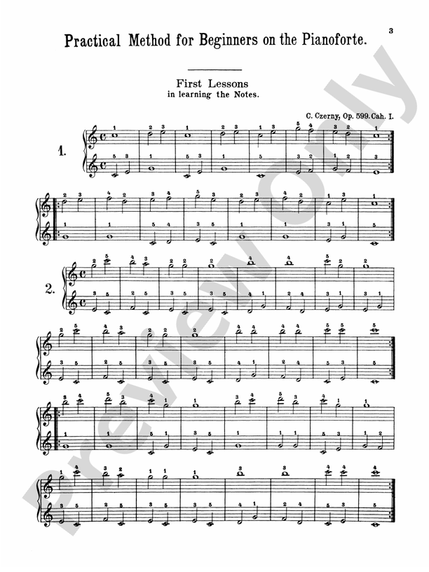 Czerny - Practical Method for Beginners, Op. 599 - Piano Solo (Digital Download)