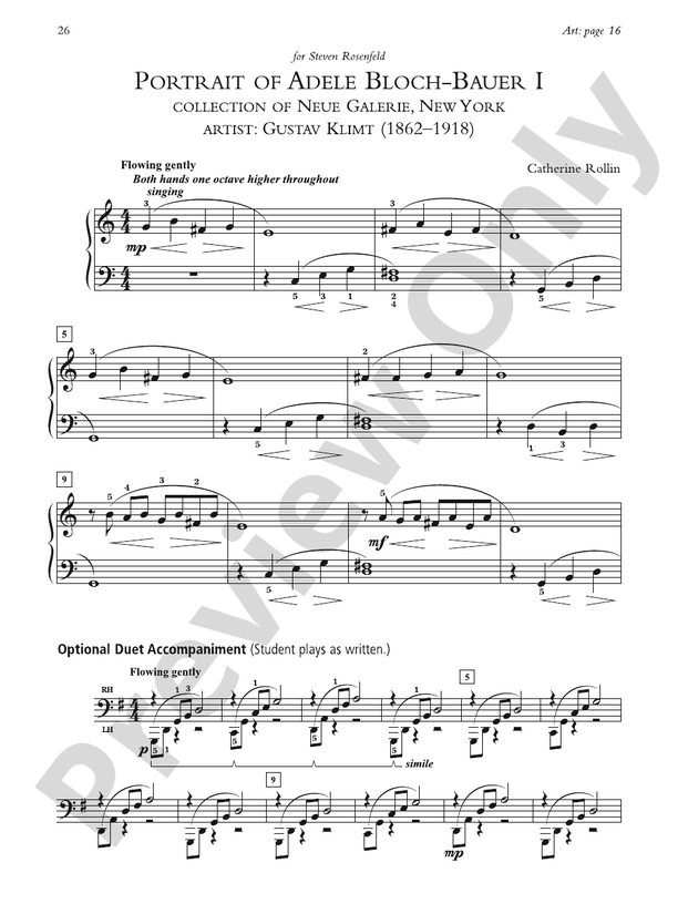 Portrait of Adele Bloch-Bauer I - Piano Solo with Optional Duet Accompaniments (Digital Download)