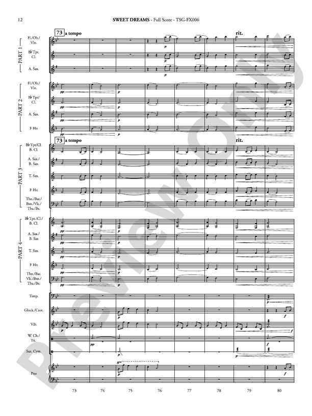 Sweet Dreams (Flexible Arrangement) - Concert Band Conductor Score & Parts (Digital Download)
