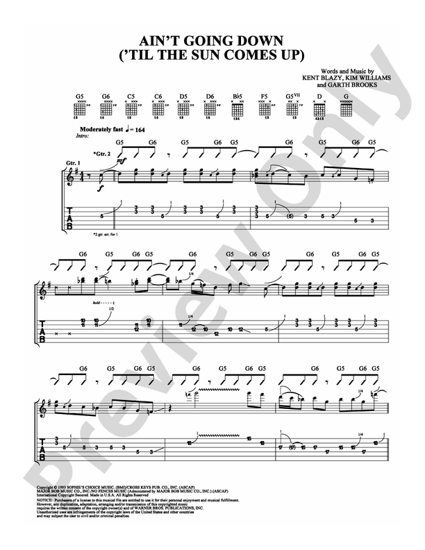 Ain't Going Down ('Til the Sun Comes Up) - Guitar TAB (Digital Download)