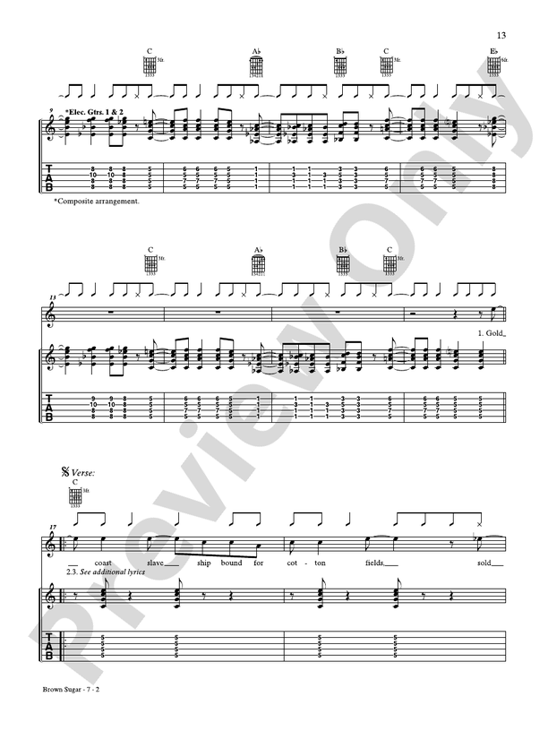 Brown Sugar - Guitar TAB (Digital Download)