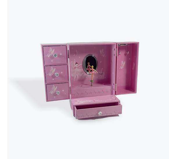 Ballet Jewellery Box Ballerinas and Butterflies on Wardrobe with Spinning Ballerina Inside