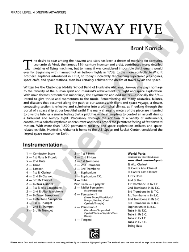 Runway Five - Concert Band Conductor Score & Parts (Digital Download)