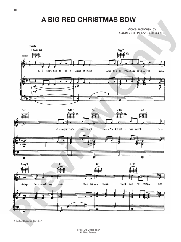 A Big Red Christmas Bow - PVG - Sammy Cahn (Digital Download)