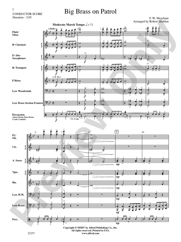 Big Brass on Patrol - Concert Band Conductor Score & Parts (Digital Download)