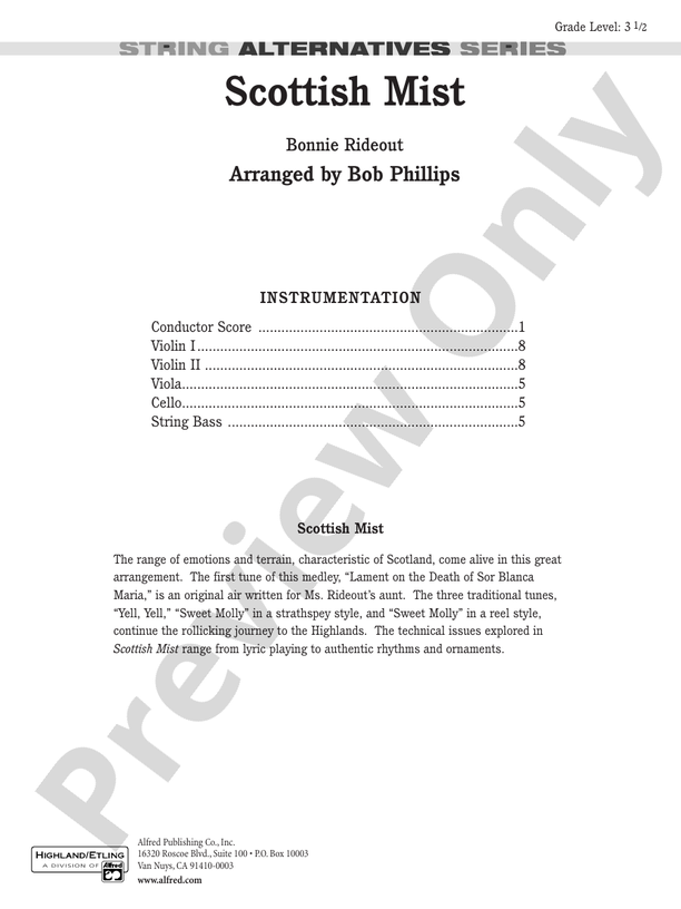 Scottish Mist – String Orchestra Conductor Score & Parts (Digital Download)