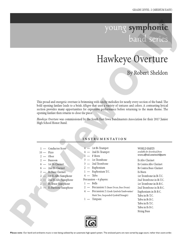 Hawkeye Overture - Concert Band Conductor Score & Parts (Digital Download)