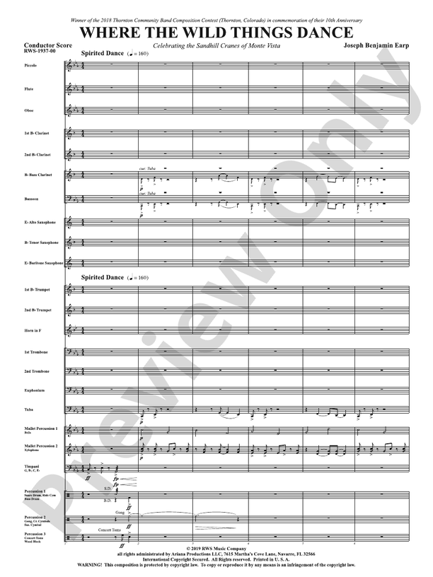 Where the Wild Things Dance - Celebrating the Sandhill Cranes of Monte Vista - Concert Band Conductor Score & Parts (Digital Download)