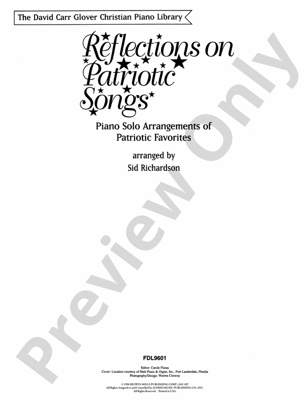 Reflections on Patriotic Songs: Piano Solo Arrangements of Patriotic Favorites - Piano (Digital Download)