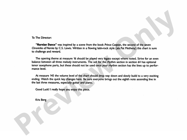 Narnian Dance - Jazz Ensemble Conductor Score & Parts (Digital Download)