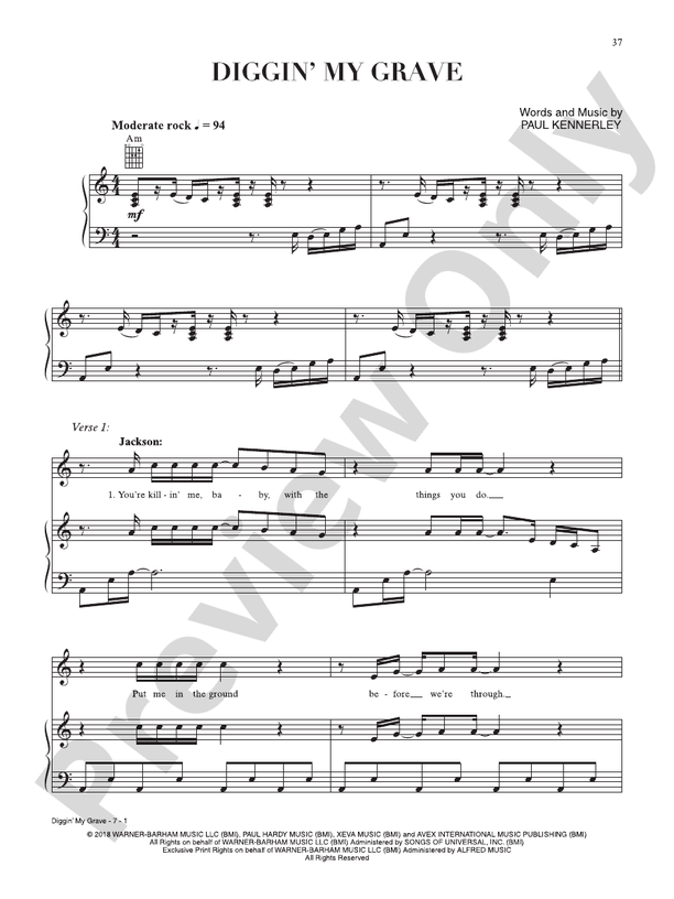 Diggin' My Grave (from A Star Is Born) - PVG (Digital Download)