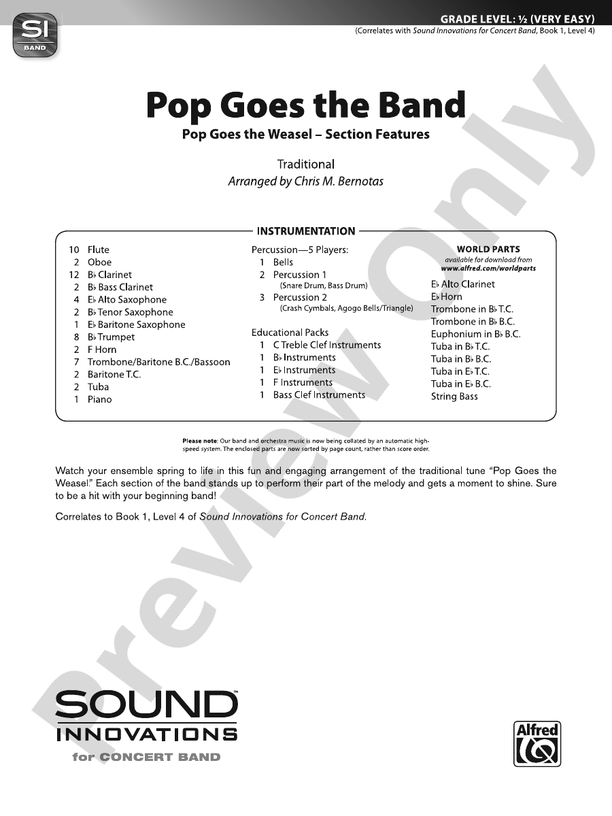 Pop Goes the Band - Concert Band Conductor Score & Parts (Digital Download)
