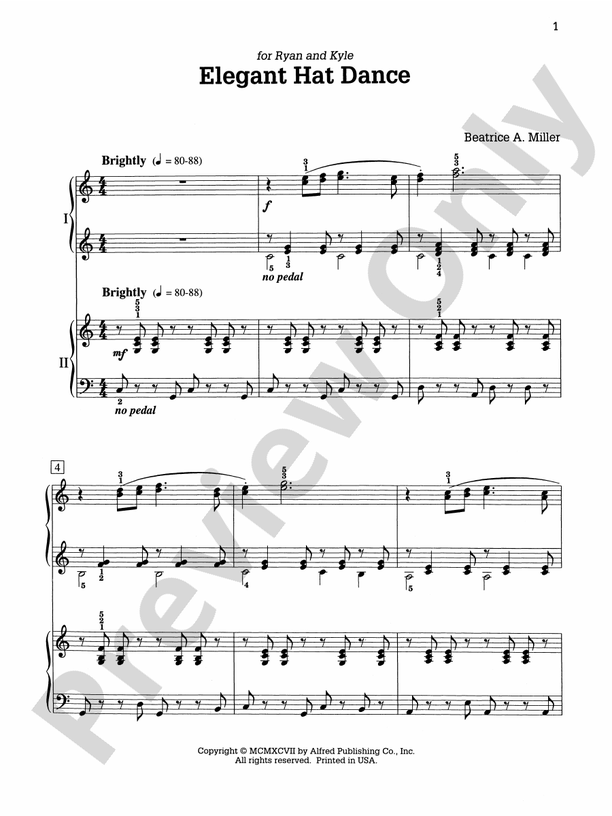 Elegant Hat Dance - 2 Pianos, 4 Hands (Digital Download)