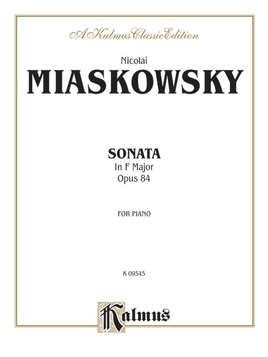 Miaskowsky - Sonata in F Major, Op. 84 - Piano Solo (Digital Download)