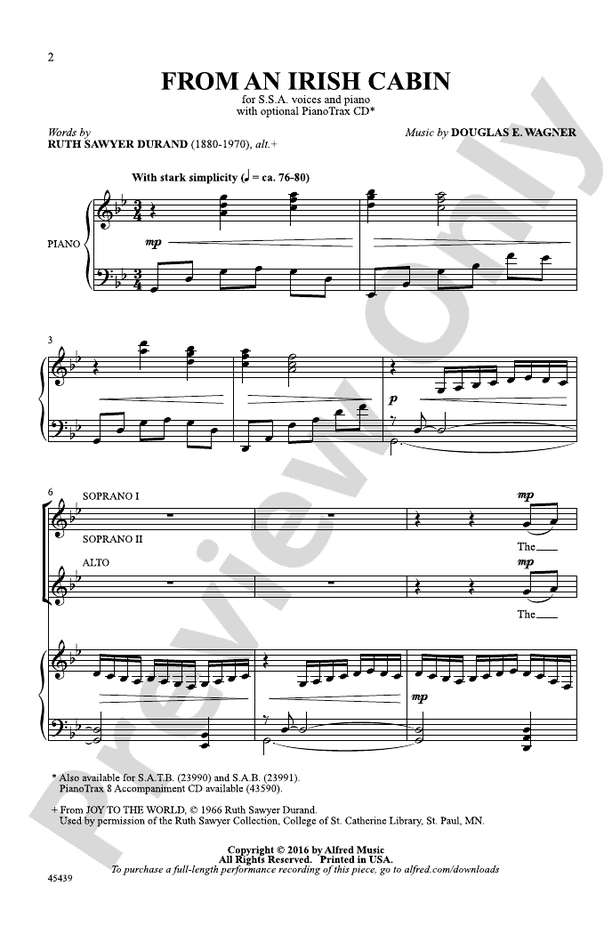 From an Irish Cabin – SSA Choral Octavo (Digital Download)