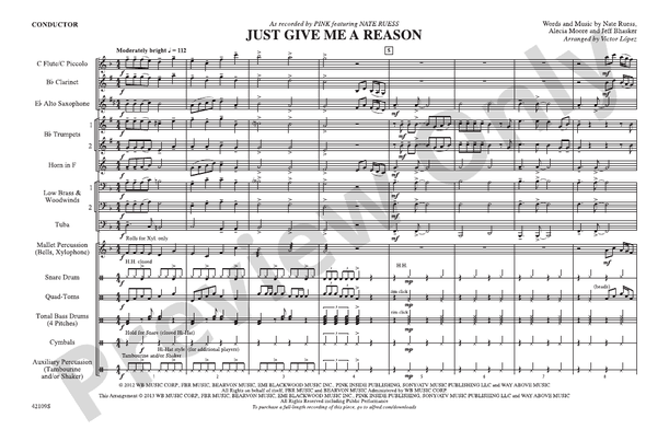 Just Give Me a Reason – Marching Band Conductor Score & Parts (Digital Download)