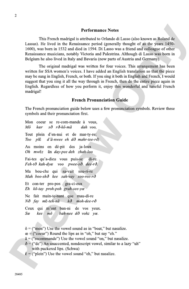 Mon Coeur Se Recommande à Vous (I Give to You All of My Heart) – SSA Choral Octavo (Digital Download)