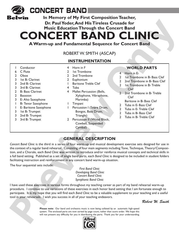 Concert Band Clinic (A Warm-Up and Fundamental Sequence for Concert Band) - Concert Band Conductor Score & Parts (Digital Download)